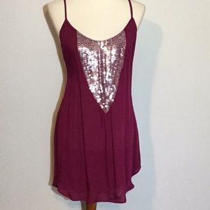 VIX by Paula Hermanny sequin front swim suit coverup, scoop neck, adj straps, M